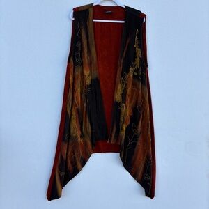 Splash Womens Brown and Black Open Front Sweater Vest One Size beaded embroidery